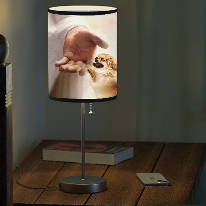 Pekingese and Jesus Take My Hand Table Lamp for Pekingese Dog Mom Living Room Lamp