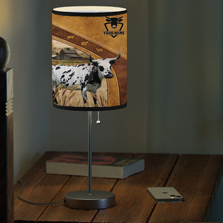 Personalized Corriente Brownie in Field Farmhouse Table Lamp for Bedroom, Living Room Gift for Farmer