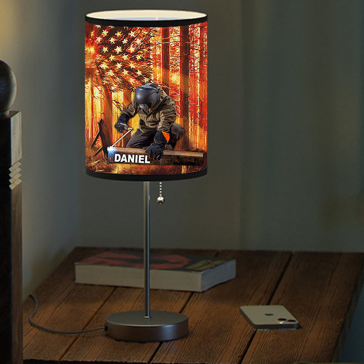 Personalized Welding Table Lamp for Welder , Gift for Dad Bedroom Lamp for Father