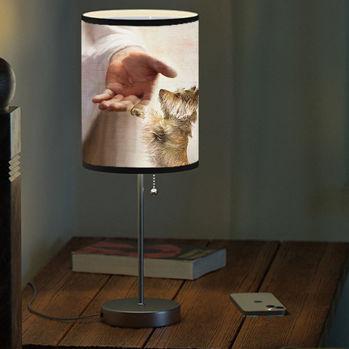 Jesus and Cairn Terrier Take my hand Table Lamp for Dog Mom Bedroom Lamp