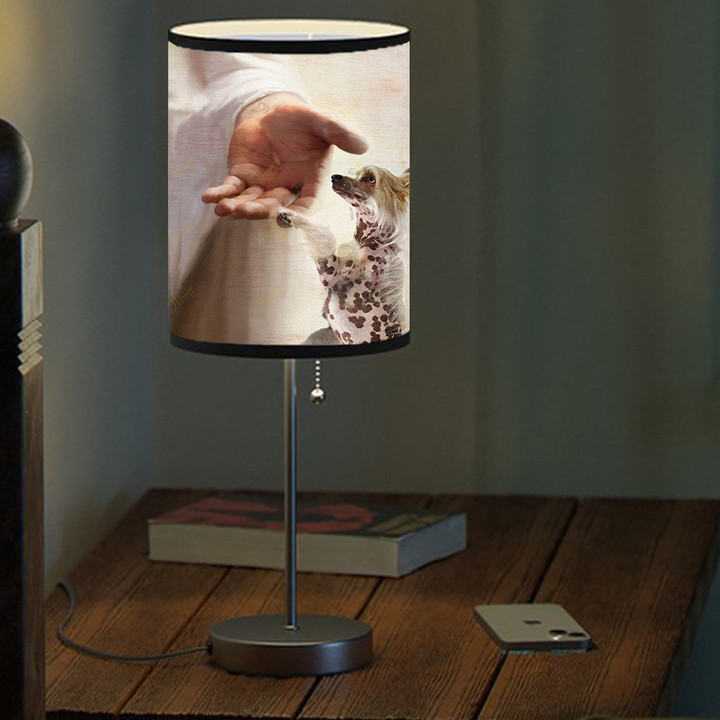 Jesus and Chinese Crested Take my hand Memorial Table Lamp for Dog Mom