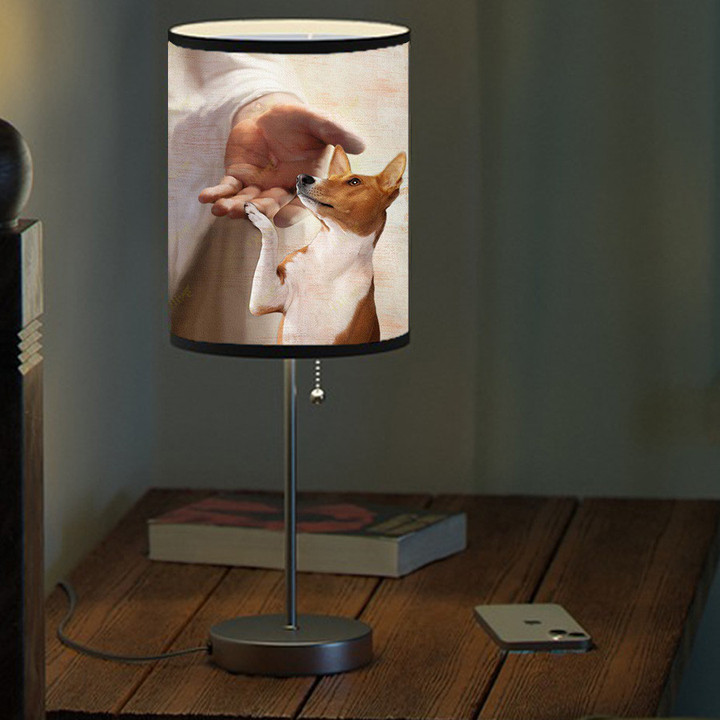 Jesus and Angel Basenji Take my hand Memorial Table Lamp for Dog Mom