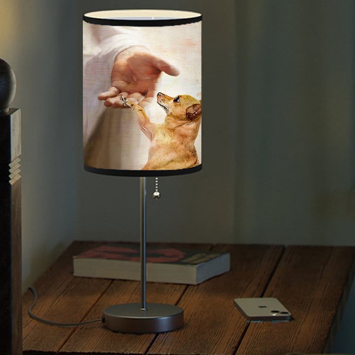 Jesus and Angel Chihuahua Take my hand Memorial Table Lamp for Dog Mom