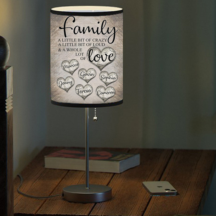 Personalized Family A Little Bit Of Crazy, A Whole Lot Of Love Table Lamp for Bedroom, Gift for Mother