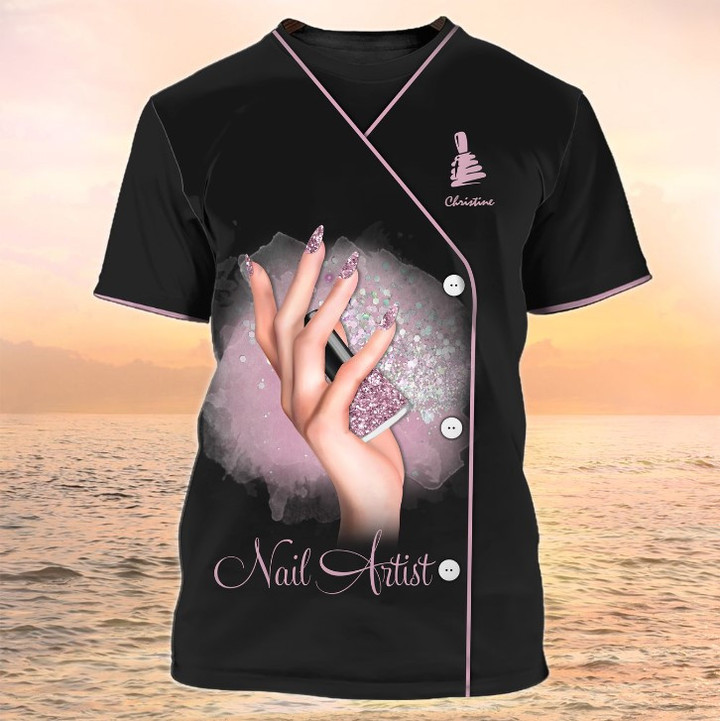 Nail Artist T shirt Custom Nail Salon Uniform Manicurist Gift, Nail Technician Shirt for Her