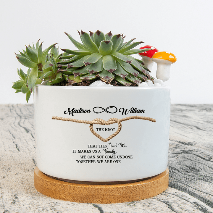 Plant Pot - The Knot Wedding Anniversary Couple Gift Plant Pot- Gift For Husband-Wife, For Boy Friend-Girl Friend