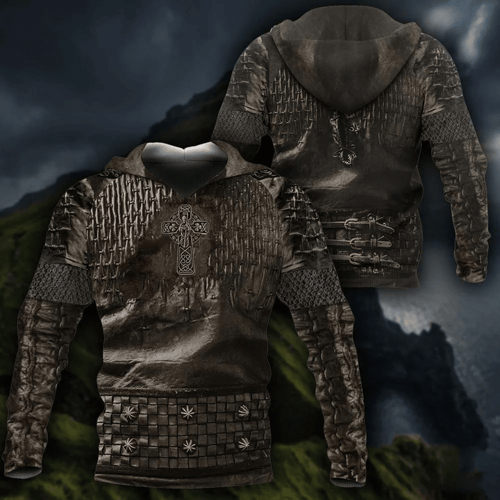 Heart Celtic Cross Irish Armor Knight Warrior Chainmail Shirts For Men and Women, St Patrick's Day Hoodie