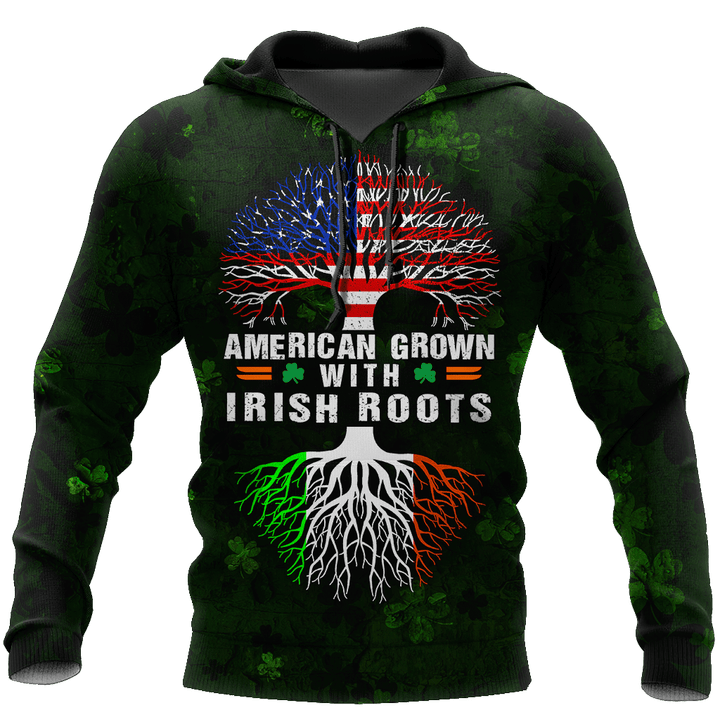 American Grown With Irish Roots Tree of Life 3D Shirt, St Patrick's Day Shirt, Shamrock Shirt, Lucky Shirt