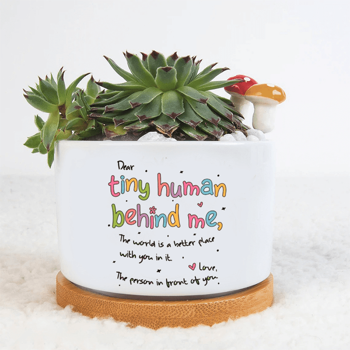 Dear Tiny Humans Behind Me - Plant Pot, Teacher Plant Pot, Inspirational Teacher Gift, Back To School