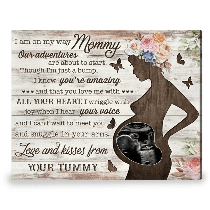 Personalized Mom-to-be Wall Art, Gift For Mommy To Be Ultrasound Keepsake Pregnant Wife Gift Canvas Print