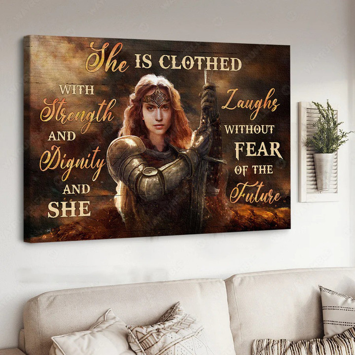 Woman Warrior, Warrior of Christ, She is clothed with strength and dignity - Jesus Landscape Canvas Prints