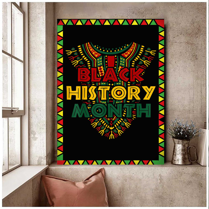 Black History Month African American Flag Juneteenth Dashiki Wall Art Canvas