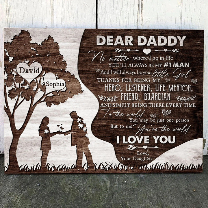 Dear Daddy Meaningful Canvas Personalized Gift For Dad From Daughter