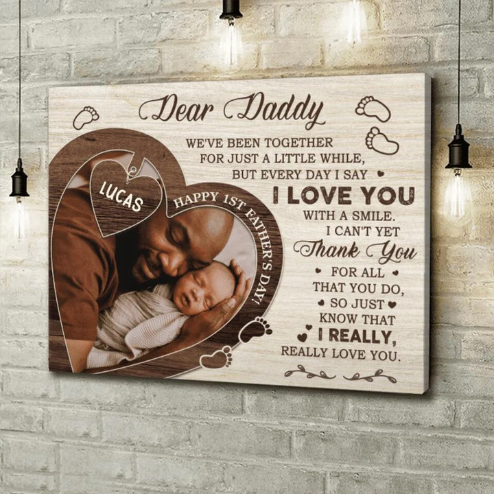 Black Father and Baby, First Father's Day Gift for New Dad, African American Black Dad Canvas Prints