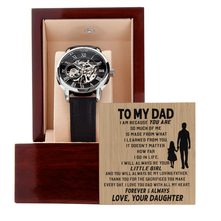 To My Dad Skeleton Watch, Gift From Little Girl, Fashion Watches, Gifts For Men, Meaningful Custom Watches