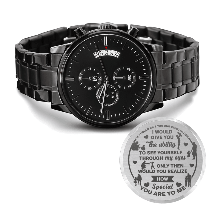 If I Could Give You One Thing Black Chronograph Watch Gift For Dad, Engraved Watch, Father's Day Gift