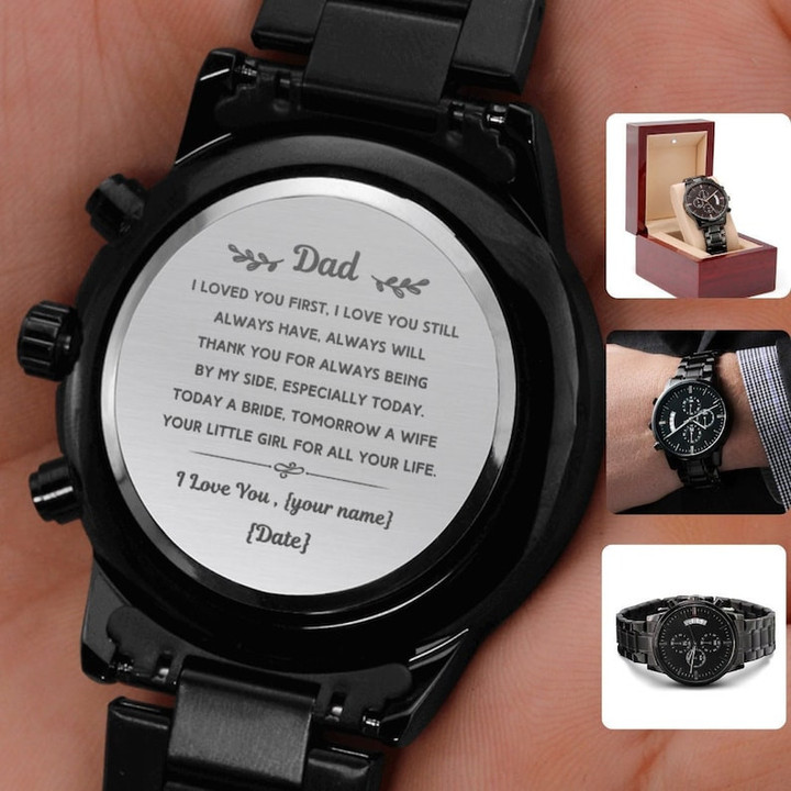 Personalized Father of the Bride from Daughter Engraved Watch Men, Wedding Day Morning Present To My Father, Father's Day Gift