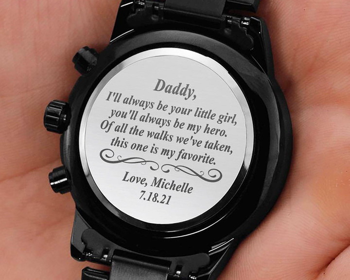 Father of the Bride Gift, Father of the Bride Gift from Daughter, Dad Wedding Gift from Bride, Mens Engraved Watch for Dad on Wedding Day