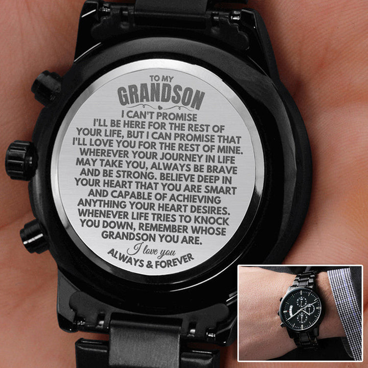 To My Grandson Chronograph Watch- Engraved Premium Watch, Best Gift for Grandson, Birthday Gift for Grandson from Grandpa or Grandma