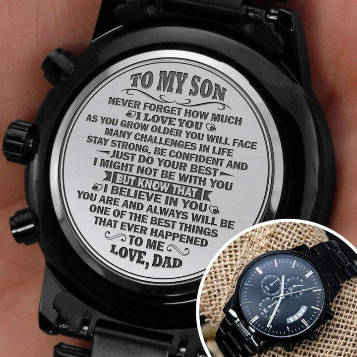 To My Son Chronograph Watch Gift - Be Confident and Just Do Your Best I Believe In You - From Dad - Engraved Watch For Son