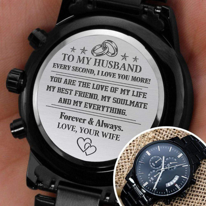 To My Husband Chronograph Watch - Every Second, I Love You More - Engraved Watch Dilypod