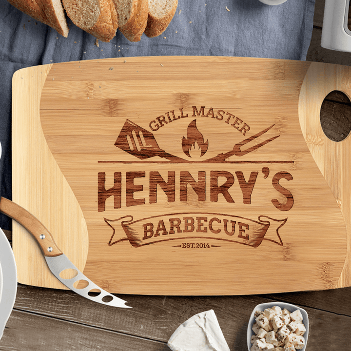 Grill Master - Personalized Cutting Board for Men - Custom Name, Year, Father's Day Gift