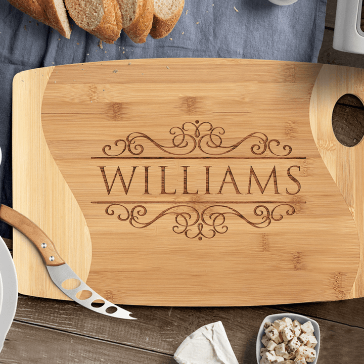 Monogram Last Name - Personalized Cutting Board, Gift For Mom, For Dad, Custom Name, Backyard Steakhouse