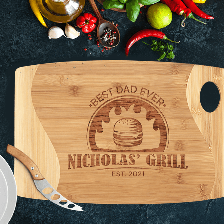 Personalized Cutting Board for Men - Best Dad Ever - Gift For Dad - Father's Day Gift - Steakhouse At The Backyard