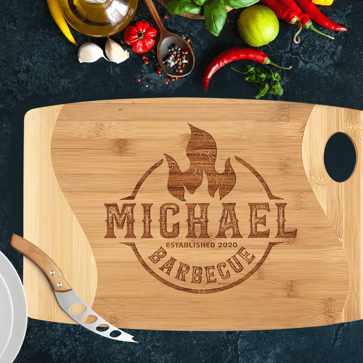 Personalized Cutting Board for Men - Flames of Grill - Housewarming Gift - Father's Day Gift