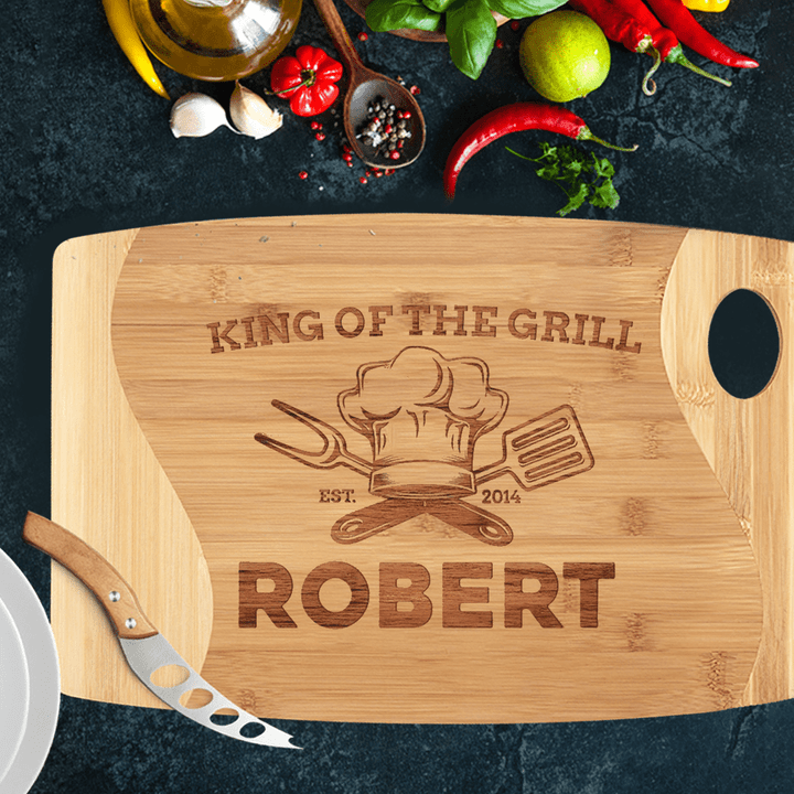 Personalized Cutting Board for Men - King of the Grill - Backyard Steakhouse - Housewarming Gift - Father's Day Gift