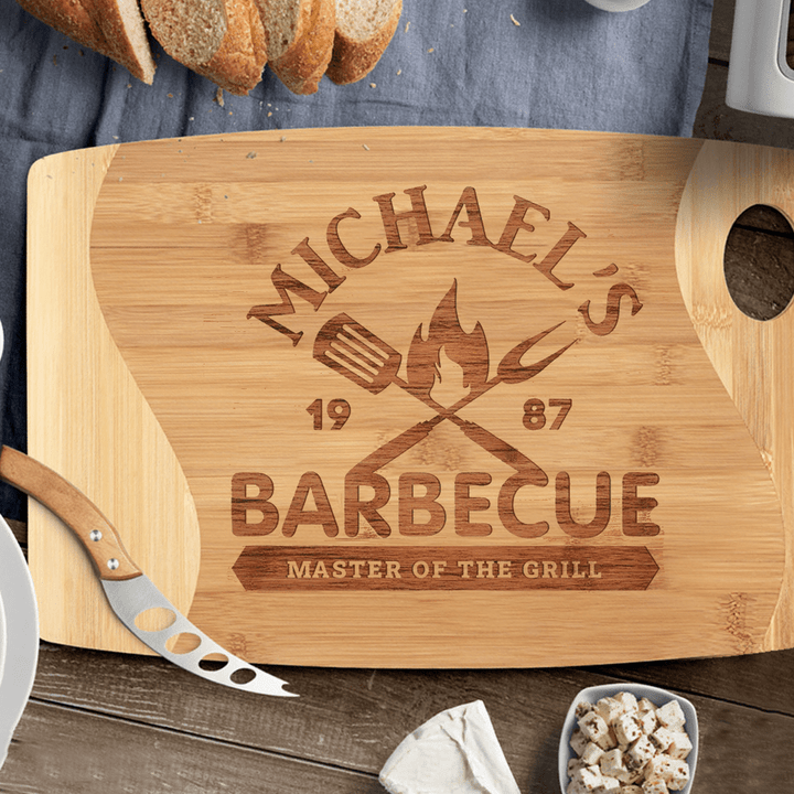 Personalized Cutting Board for Men - Master of The Grill - Steakhouse - Custom Name and Year - Father's Day Gift
