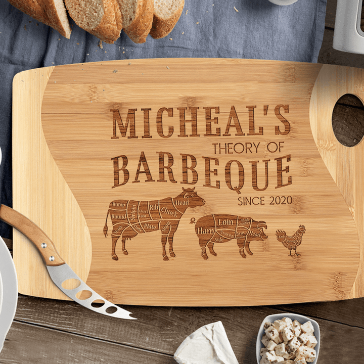 Personalized Cutting Board for Men - Theory of Barbecue - Dad Grilling Gifts - Father's Day Gift