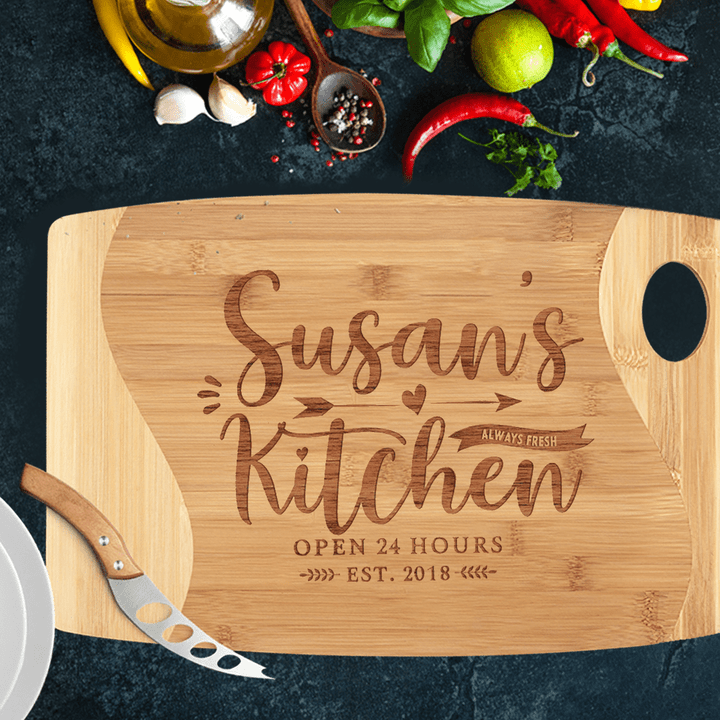 Personalized Cutting Board for Mom - Wood Cutting Board - Her Kitchen, Always Fresh - Mother's Day Gifts