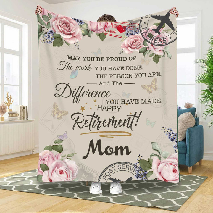 Custom Retirement Gifts for Mom, Retirement Throw Blanket, Gift for Old Mom
