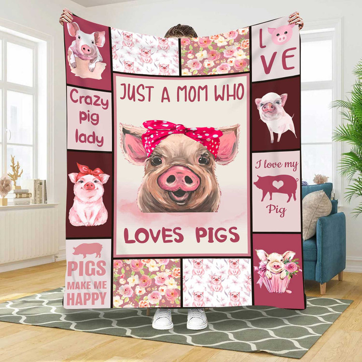 Funny Pig Mom Blanket for Mother Pig Lovers, Gift from Daughter and Son Pig Throw Blanket