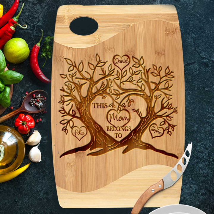 Mother's Day Gift for Kitchen, This Mom belong to Son Daughter Cutting Board Kitchen Utensils