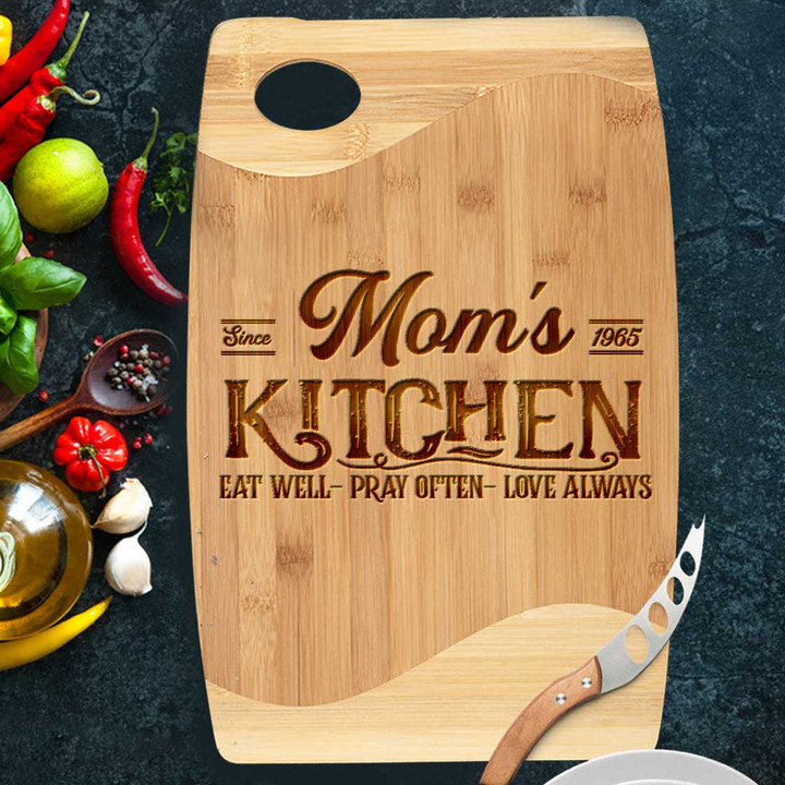 Personalized Mother's Day Gift, Mom Kitchen Cutting Board for Kitchen Utensils Gift, Kitchen Decor