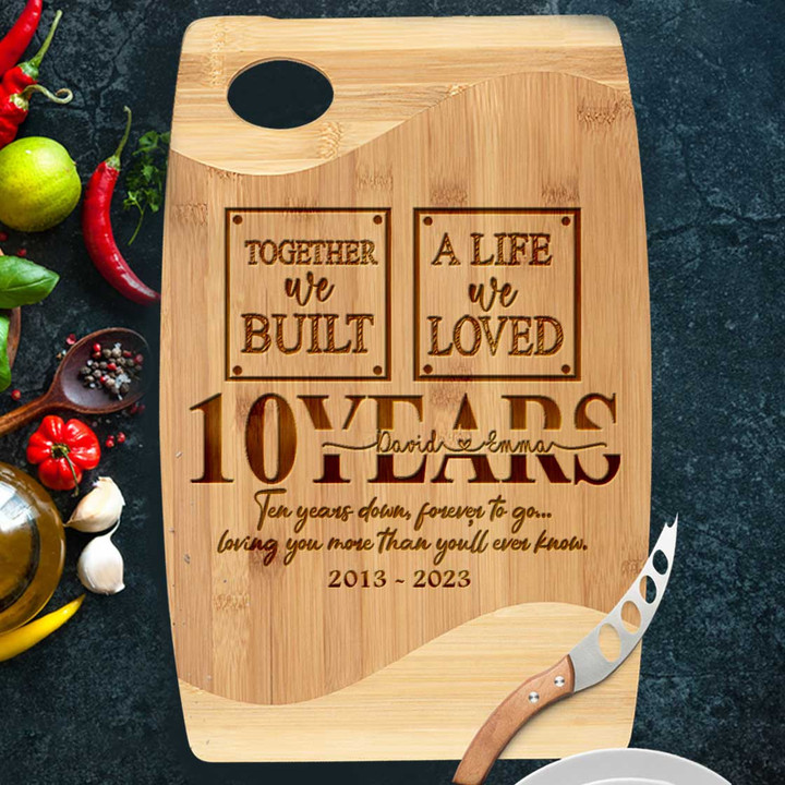 10th Wedding Anniversary Gift for Wife Cutting Board for Women, Mother, Kitchen Utensils