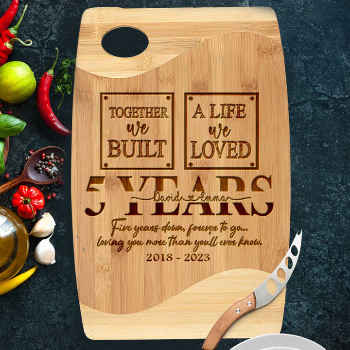 Personalized Cutting Board Wedding Gift, 5 Years Anniversary Gift for Wife Cutting Board Kitchen Utensils