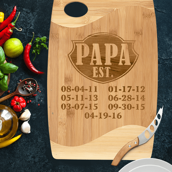 Personalized Dad Established Oversized Wood Cutting Board, Gift For Grandpa, For Dad, Father's Day Gift