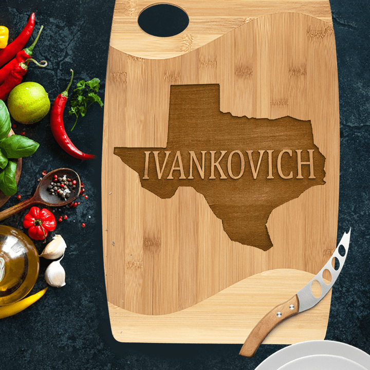 State Outline Engraved Cutting Board, Custom Name and State, Housewarming Gift, Wedding Gifts