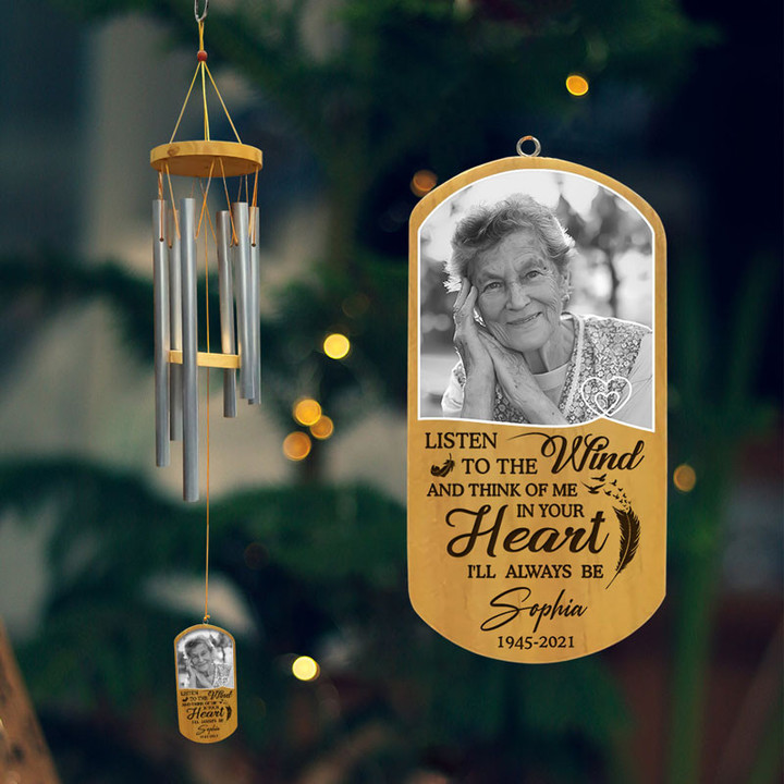 Listen To The Wind, Personalized Memorial Wind Chimes, Custom Photo Gifts, Memorial Gifts