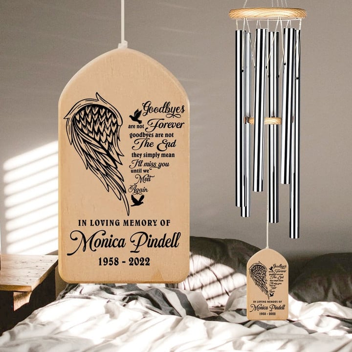 Personalized Memorial wind chime, Goodbyes are not forever, In memory of, Remembrance gift, Tribute present, bereavement Lost of loved one