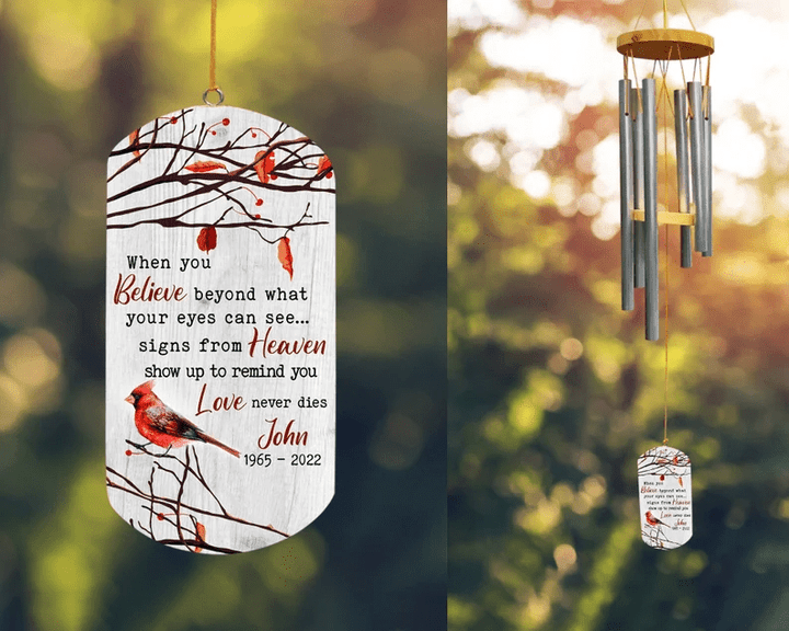 Memorial Wind Chimes, Cardinal Wind Chime, Cardinal Memorial Gift, In Memory Of Mom Dad, Sympathy Gift, Custom Wind Chime, Loss of Loved One