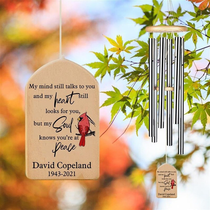 Cardinal Wind Chime, My Soul Knows You're At Peace, Personalized Cardinal Memorial Wind Chime, Sympathy Wind Chime, Bereavement Gift