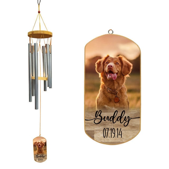 Loss Of Pet Personalized Image Dog Pet Memorial Wind Chimes In Memory Of Loved One, Sympathy Gift