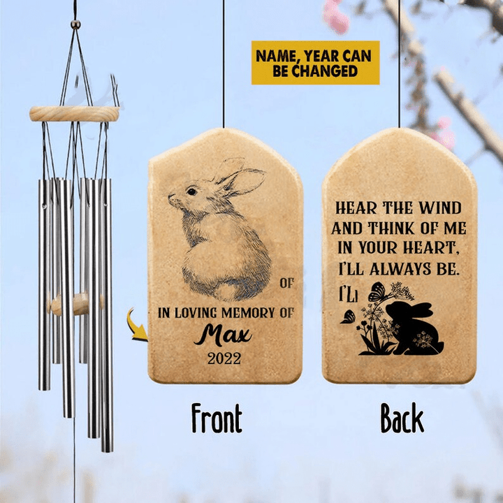 Personalized Wind Chime, Rabbit In Loving Memory Wind Chime, Bunny Loss Wind Chime, Bunny Remembrance Wind Chime, Bunny Lovers Gift