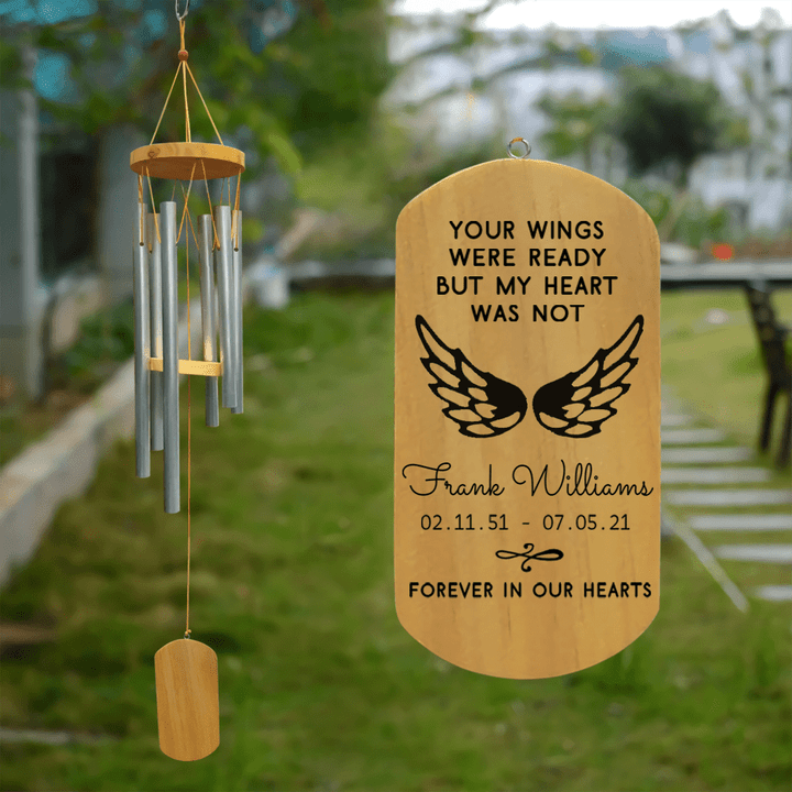 Custom Name Heaven Memorial Wind Chime, Your Wings were Ready But Heart was Not, Memorial Gift, Remembarance Gifts
