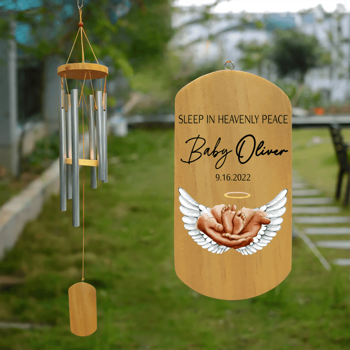 Sleep in Heavenly Peace Baby Memorial Wind Chime, Miscarriage Pregnancy Loss Infant Loss Gift Angel Baby