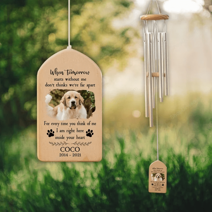 Personalized Pet Portrait Wind Chime, Pet Memorial Wind Chime, When Tomorow Starts Without Me, Pet Loss Wind Chime, Bereavement Gift